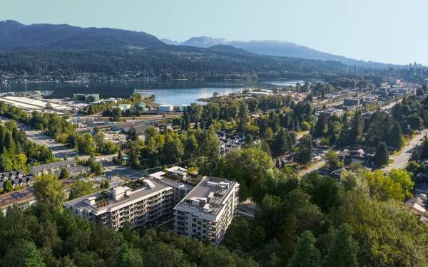 Building with green and white panels